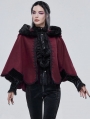 Black and Red Retro Gothic Short Hooded Cloak for Women