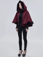 Black and Red Retro Gothic Short Hooded Cloak for Women