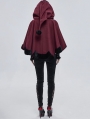 Black and Red Retro Gothic Short Hooded Cloak for Women