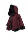 Black and Red Retro Gothic Short Hooded Cloak for Women