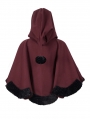 Black and Red Retro Gothic Short Hooded Cloak for Women