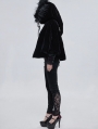 Black Gothic Faux Fur Winter Warm Hooded Short Cape Coat for Women