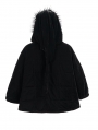 Black Gothic Faux Fur Winter Warm Hooded Short Cape Coat for Women