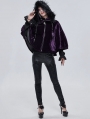 Purple Gothic Faux Fur Winter Warm Hooded Short Cape Coat for Women