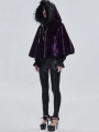 Purple Gothic Faux Fur Winter Warm Hooded Short Cape Coat for Women