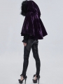Purple Gothic Faux Fur Winter Warm Hooded Short Cape Coat for Women