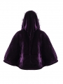 Purple Gothic Faux Fur Winter Warm Hooded Short Cape Coat for Women