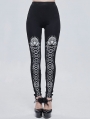 Black and White Gothic Patterned Long Legging for Women