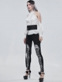 Black and White Gothic Patterned Long Legging for Women