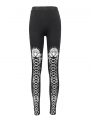 Black and White Gothic Patterned Long Legging for Women