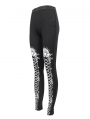 Black and White Gothic Patterned Long Legging for Women