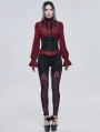 Black and Red Gothic Patterned Long Legging for Women