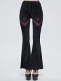 Black and Red Gothic Striped Long Flared Pants for Women