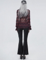 Black and Red Gothic Striped Long Flared Pants for Women