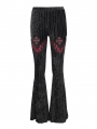 Black and Red Gothic Striped Long Flared Pants for Women