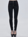 Black Gothic Jacquard Long Slim Pants for Women