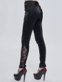 Black Gothic Jacquard Long Slim Pants for Women