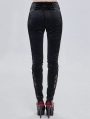 Black Gothic Jacquard Long Slim Pants for Women