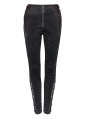 Black Gothic Jacquard Long Slim Pants for Women