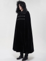 Black Gothic Winter Warm Long Hooded Faux Fur Cloak for Men