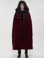 Red Gothic Winter Warm Long Hooded Faux Fur Cloak for Men