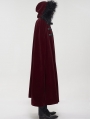 Red Gothic Winter Warm Long Hooded Faux Fur Cloak for Men