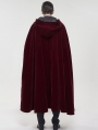 Red Gothic Winter Warm Long Hooded Faux Fur Cloak for Men