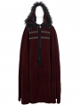 Red Gothic Winter Warm Long Hooded Faux Fur Cloak for Men