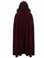 Red Gothic Winter Warm Long Hooded Faux Fur Cloak for Men