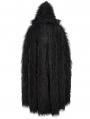 Black Gothic Punk Winter Warm Faux Fur Long Hooded Cape for Men