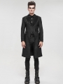 Black Gothic Punk Mid-Length Coat for Men