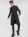 Black Gothic Punk Mid-Length Coat for Men