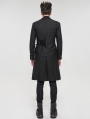 Black Gothic Punk Mid-Length Coat for Men