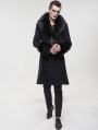 Black Vintage Gothic Faux Fur Mid Length Winter Warm Coat for Men
