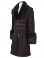 Red Vintage Gothic Faux Fur Mid Length Winter Warm Coat for Men