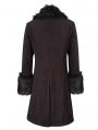 Red Vintage Gothic Faux Fur Mid Length Winter Warm Coat for Men
