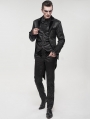 Black Vintage Gothic Faux Two Pieces Party Swallow Tail Coat for Men