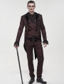 Red Vintage Gothic Faux Two Pieces Party Swallow Tail Coat for Men