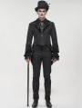 Black Gothic Patterned Party Swallow Tail Coat for Men