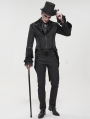 Black Gothic Patterned Party Swallow Tail Coat for Men