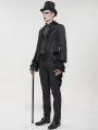 Black Gothic Patterned Party Swallow Tail Coat for Men