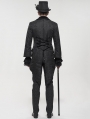 Black Gothic Patterned Party Swallow Tail Coat for Men