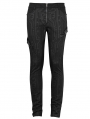 Black Gothic Punk Patterned Long Slim Trousers for Men