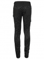 Black Gothic Punk Patterned Long Slim Trousers for Men