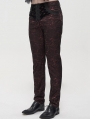 Red Vintage Gothic Jacquard Party Long Straight Fit Pants for Men