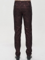 Red Vintage Gothic Jacquard Party Long Straight Fit Pants for Men