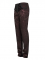 Red Vintage Gothic Jacquard Party Long Straight Fit Pants for Men