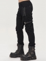 Black Gothic Punk Daily Wear Straight Fitted Long Trousers for Men