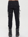 Black Gothic Punk Daily Wear Straight Fitted Long Trousers for Men