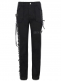 Black Gothic Punk Daily Wear Straight Fitted Long Trousers for Men